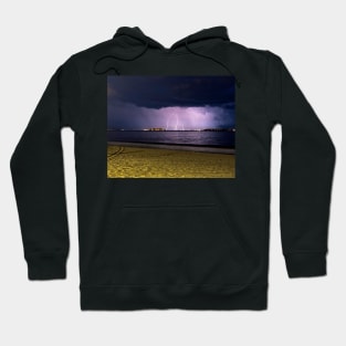 Lightning over Nahant from Revere Beach Revere MA Hoodie